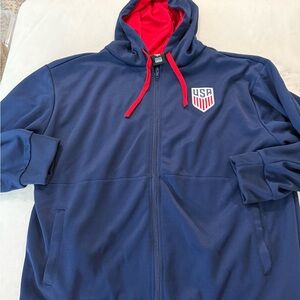 United States Soccer Team Zip-Up Hoodie Men XL USA Sports Warmup Sweatshirt EB1